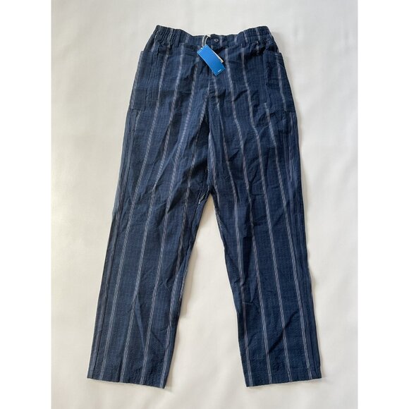 Adidas Men’s Straight Leg Regular Fit Striped Pants In Navy Size M - Picture 1 of 9